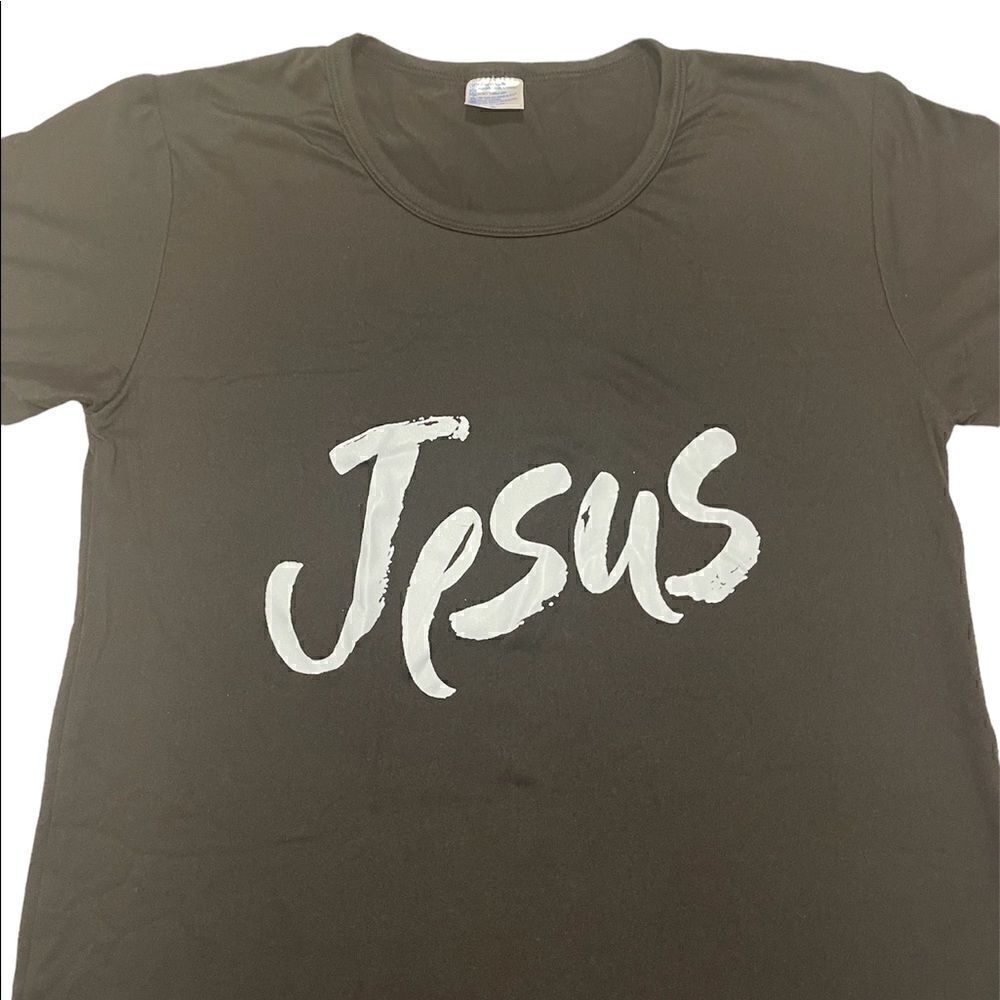 ⭐️ Brand New Medium Black Jesus  Printed T-shirt Women - Picture 2 of 4